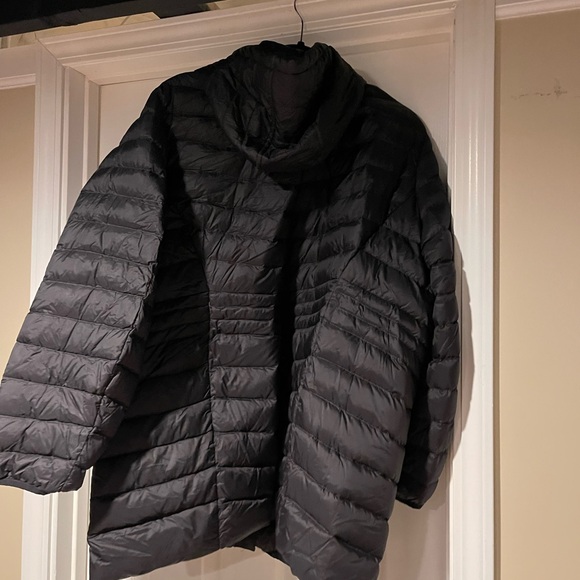 Lands End Hooded Puffer Black 2X - Picture 2 of 3